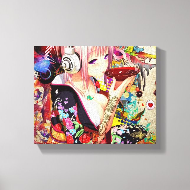 Music Anime Girl Leinwanddruck (Vorderseite)
