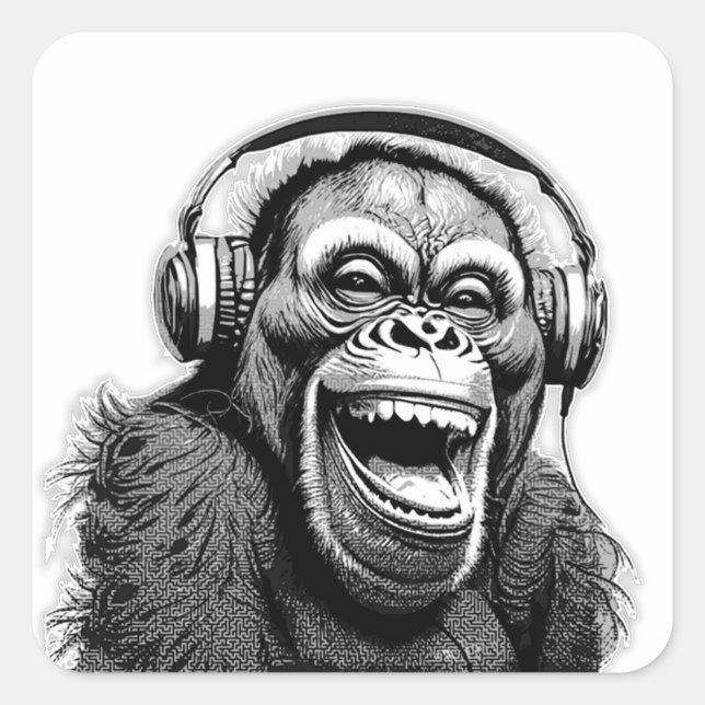 Music Ape Quadratischer Aufkleber (Vorderseite)