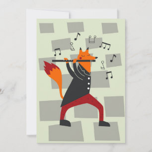 Music Art A Fox And Flute Dankeskarte