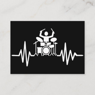 Music Art Drummer Heartbeat Visitenkarte