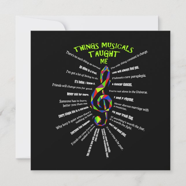 Music Atre Things Musicals Taught Me Actor 3 Dankeskarte (Vorderseite)