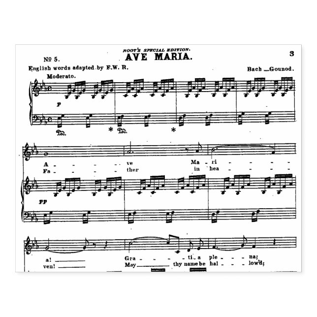 Music Bach Gounod Ave Maria Vocal Gummistempel (Prägung)