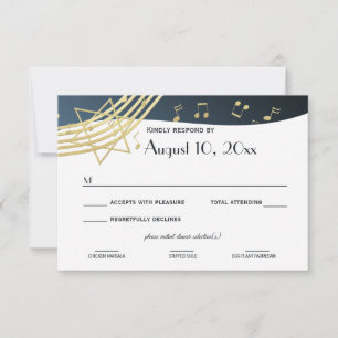 Music Bar Mitzvah Gold Response RSVP Karte