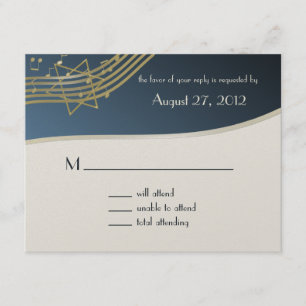 Music Bar Mitzvah Response Card RSVP Karte