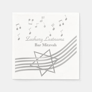 Music Bar Mitzvah Silver Serviette