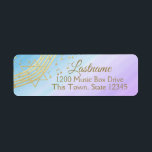 Music Bat Mitzvah-Adresse<br><div class="desc">Musik Thema Rückkehr Adresse Label zu ergänzen unsere Aquarellmusik Fledermäuse mitzvah Einladungen. Golden Star von David mit musikalischen Mitarbeitern und Noten Design von blau und lila Aquarell.</div>