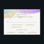 Music Bat Mitzvah Gold Response RSVP Karte<br><div class="desc">Musik in der Air Bar Mitzvah Antwortkarte in Lila,  Blau und Gold. Passen Sie Ihren Text nach Bedarf an.</div>