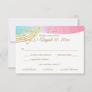 Music Bat Mitzvah Gold Response RSVP Karte