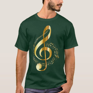 Music Beach Note Gold, Navy T-Shirt