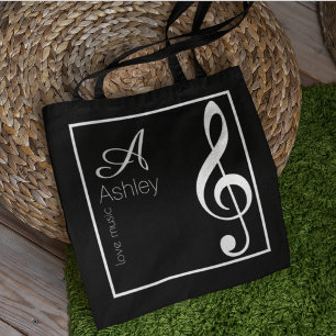 Music Black Tote Bag Stilvolle Monogram Tasche