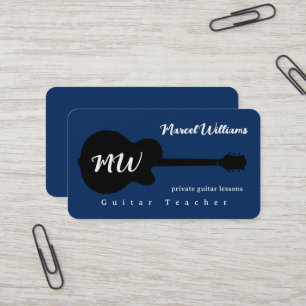 Music Blue Business Card mit schwarzer Tinte. Gita Visitenkarte