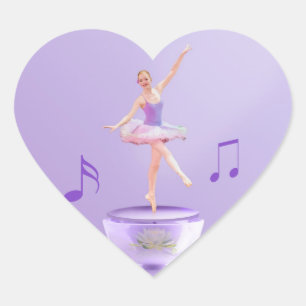 Music Box Ballerina individuell anpassbar Herz-Aufkleber
