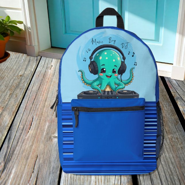 Music Boy, Happy Octopus DJ Party Bedruckter Rucksack (Von Creator hochgeladen)