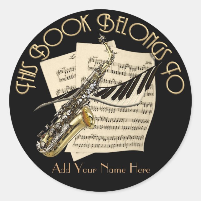 Music Buchzeichen Runder Aufkleber (Vorderseite)