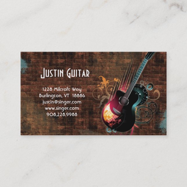 Music Business Card Gitarre Brick DJ Visitenkarte (Vorderseite)