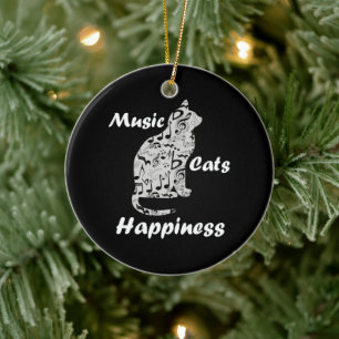 Music Cats Happy - Musiker Lover Quote Keramik Ornament