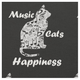 Music Cats Happy - Musiker Lover Quote Stoff