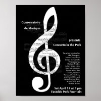 Music Choir Concert Treble Clef Poster promotionne