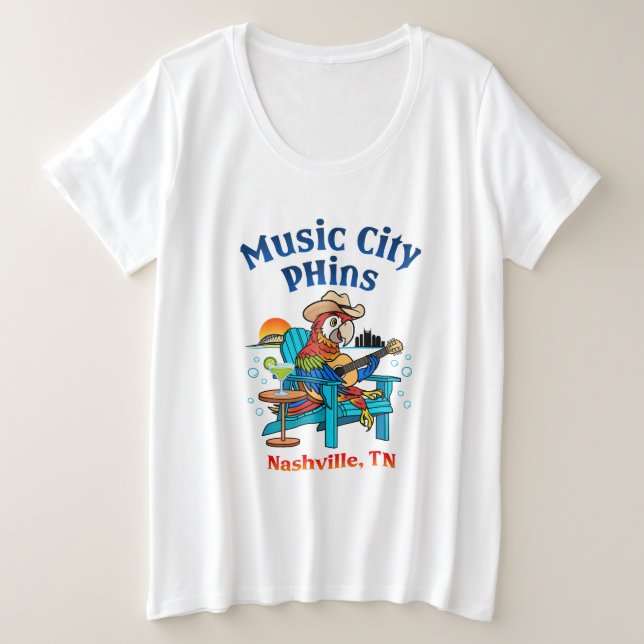 Music City Phins Women's Plus T - Shirt für die Ha (Design vorne)