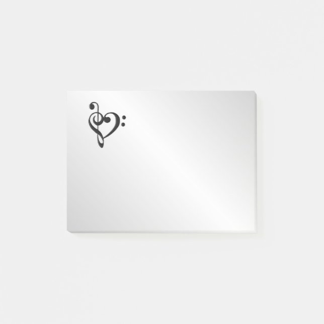 Music Clef Heart Post-it Klebezettel (Vorderseite)