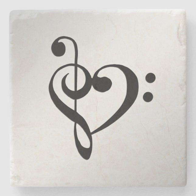 Music Clef Heart Steinuntersetzer (Vorderseite)