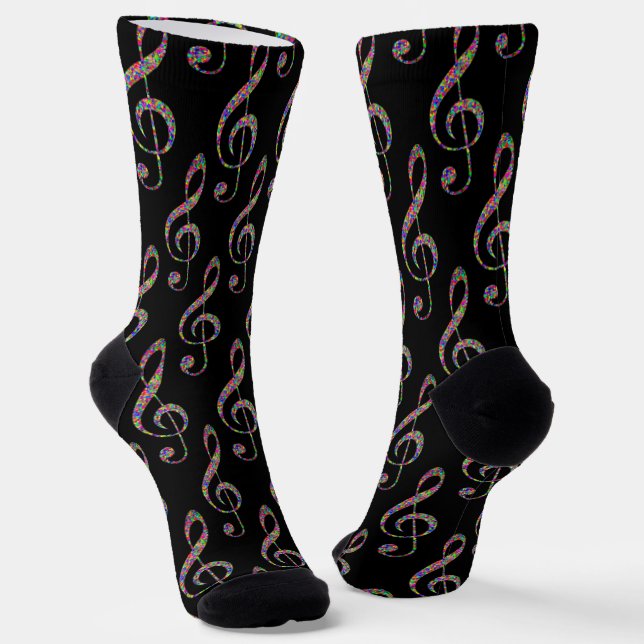 Music Clef Muster Socken (Gewinkelt)