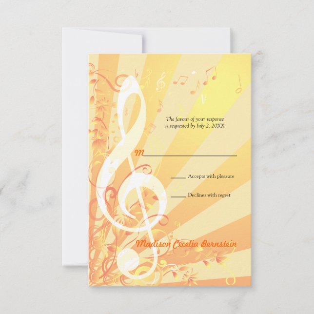 Music Clefs Bat mitzvah Petite réponse Invitation (Devant)