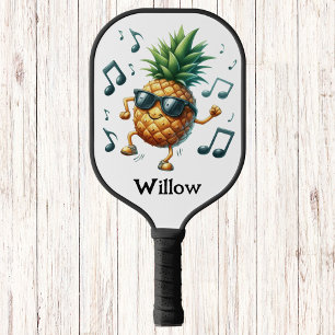 Music Dancing Groovy Pineapple Monogram Pickleball Schläger