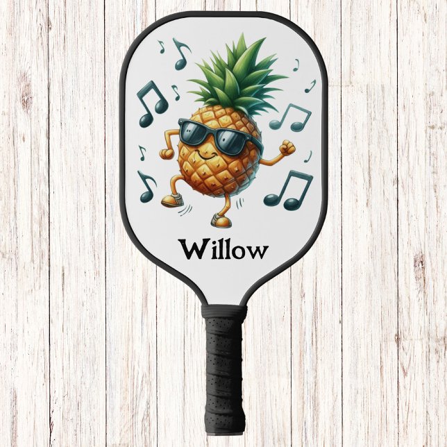 Music Dancing Groovy Pineapple Monogram Pickleball Schläger (Von Creator hochgeladen)