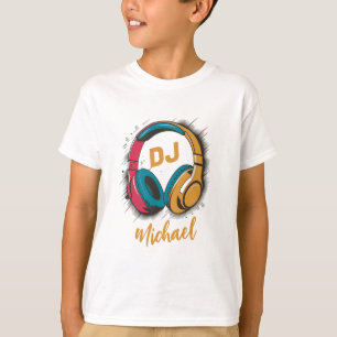 Music DJ bunt Kopfhörer Personalisiert Name T-Shirt