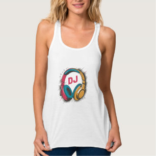 Music DJ farbige Headphones weiß Tank Top