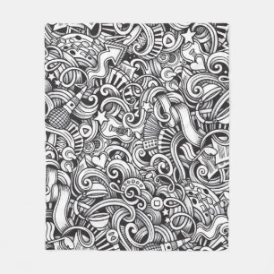 Music Doodles Vintager Hintergrund Fleecedecke