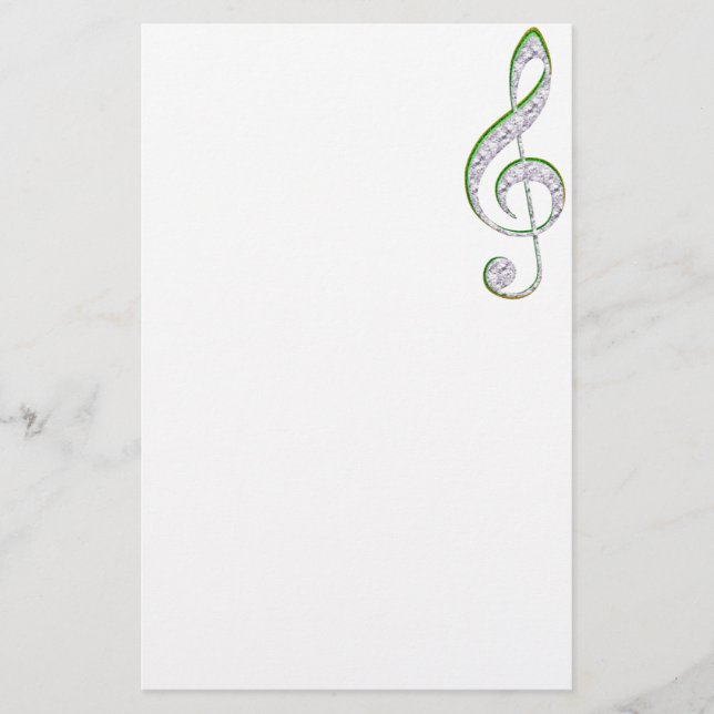 MUSIC Emerald and Diamond Treble Clef Briefpapier (Vorderseite)