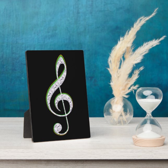 MUSIC Emerald and Diamond Treble Clef Fotoplatte (Seite)