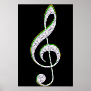 MUSIC Emerald and Diamond Treble Clef Poster