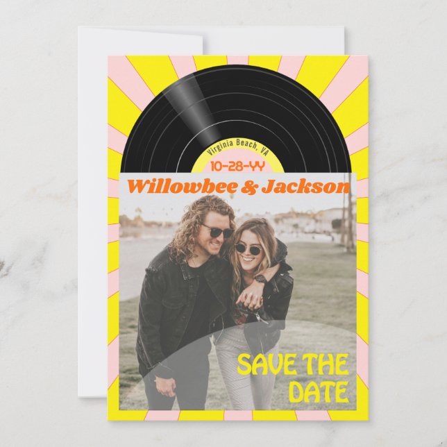 Music Festival Record Wedding Foto Save the Date (Vorderseite)