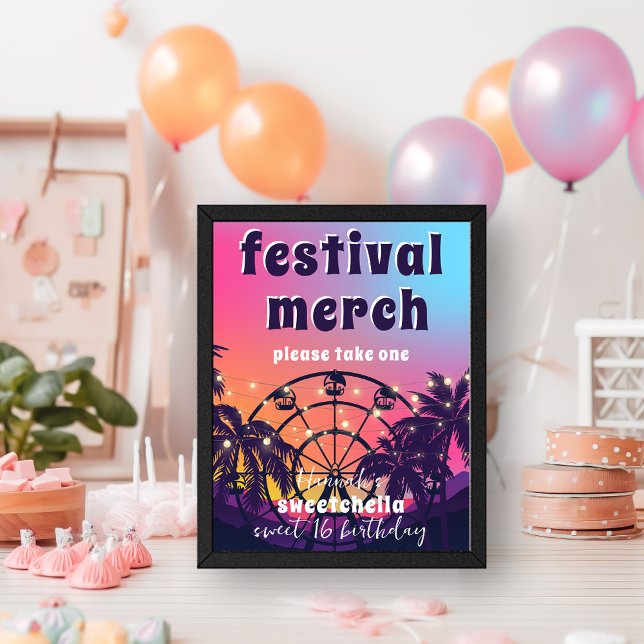 Music Festival | Sweet 16 Festival Merch Sign Poster (Von Creator hochgeladen)