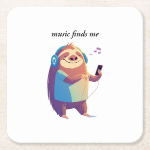"Music Finds Me" - Musikvibes Design Rechteckiger Pappuntersetzer