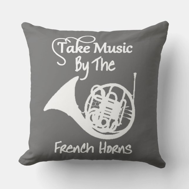 Music French Horn Funny Slogan Graphic Kissen (Vorderseite)