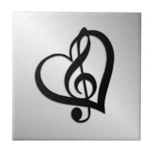 Music G Heart on Silver Fliese