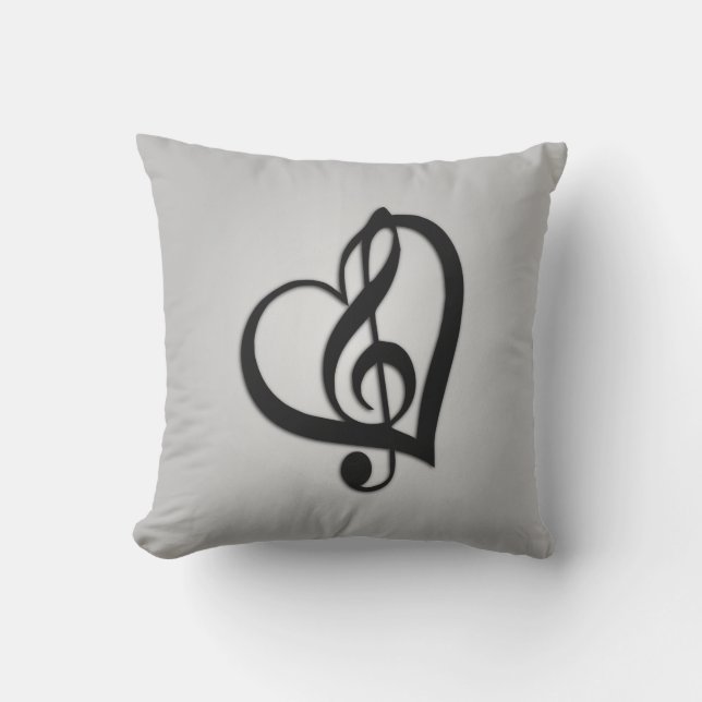 Music G Heart on Silver Kissen Für Draußen (Vorderseite)
