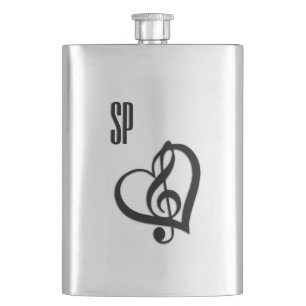 Music G Heart Personalisiert Flachmann