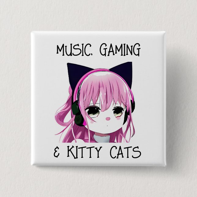 Music Gaming und Kitty Cat Anime Girl Button (Vorderseite)