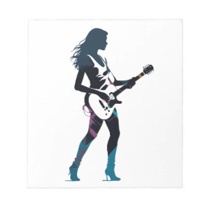 Music Gitarre Player Concept Fun Silhouette Style Notizblock
