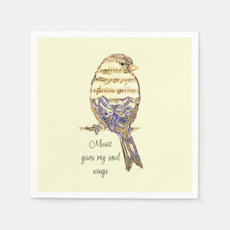 Music gives my soul wings Sparrow Bird Serviette