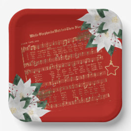 Music Gold White Poinsettia Hymne Weihnachten Pappteller