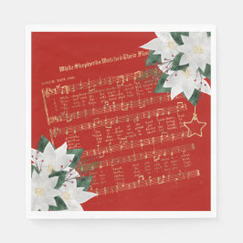 Music Gold White Poinsettia Hymne Weihnachten Serviette