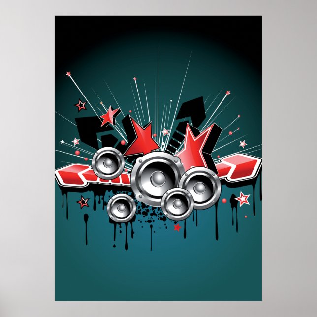 Music Graphic Speakers Audio Poster (Vorne)