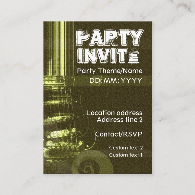 MUSIC GUITAR Invitation Card (Devant)