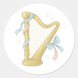 Music harp with sparkles runder aufkleber